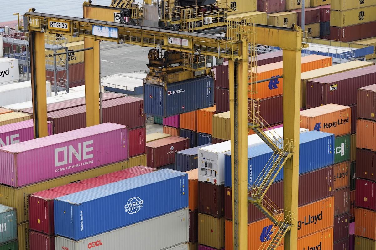 Cargo containers stacked in Colombia