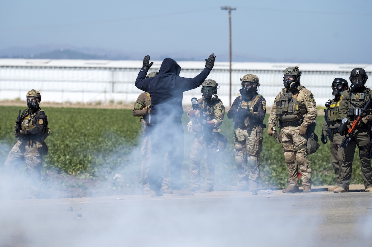 ICE agents tear gas at protesters during California agriculture raid 07-10-2025