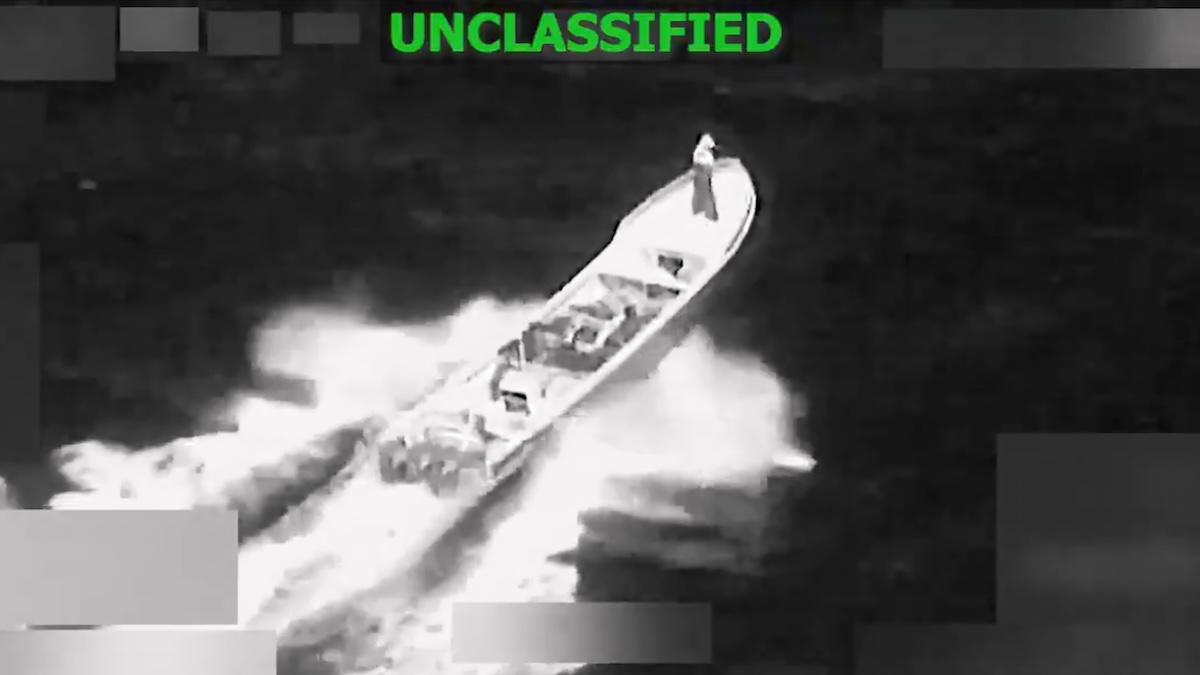 Image from video of alleged drug boat strike 01-23-26