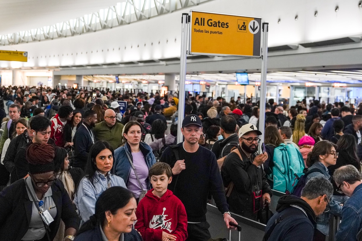 Long TSA lines at JFK airport March 2026