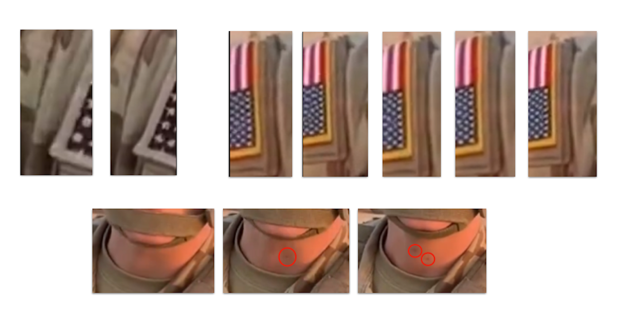 Details in AI-generated video of American soldier crying, 04-07-2026