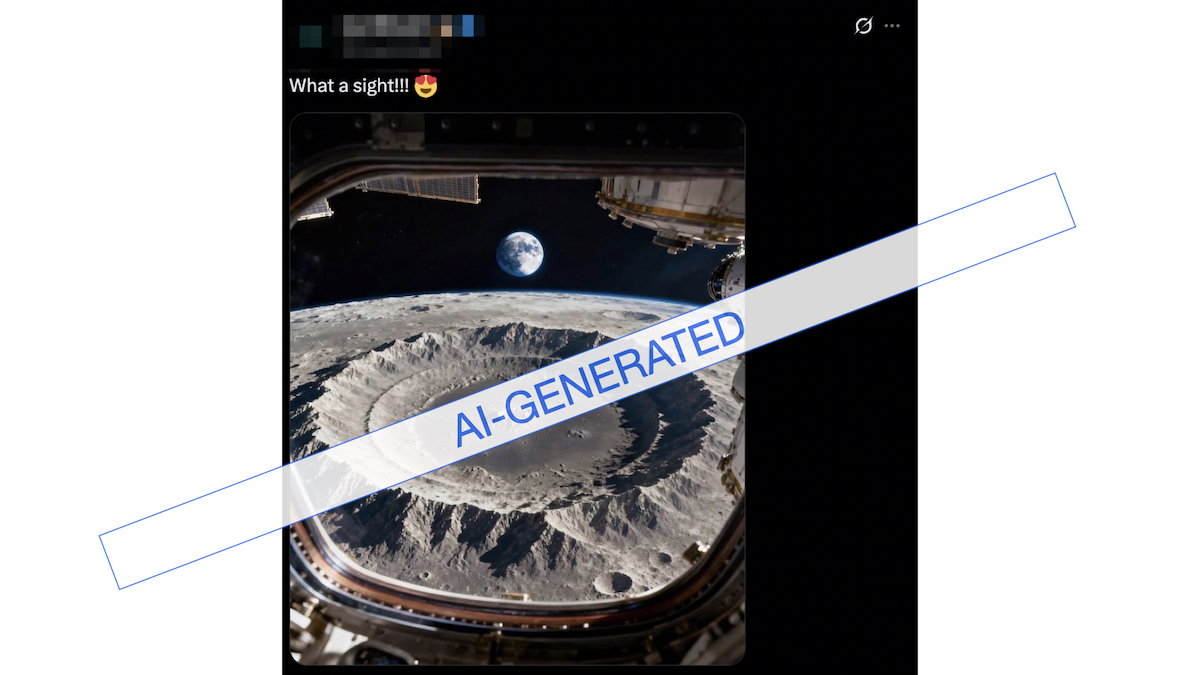 Graphic of AI image of Artemis II