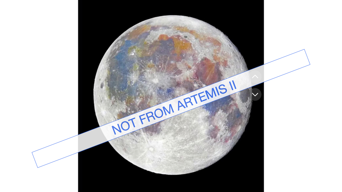 Image taken by photographer not Artemis II