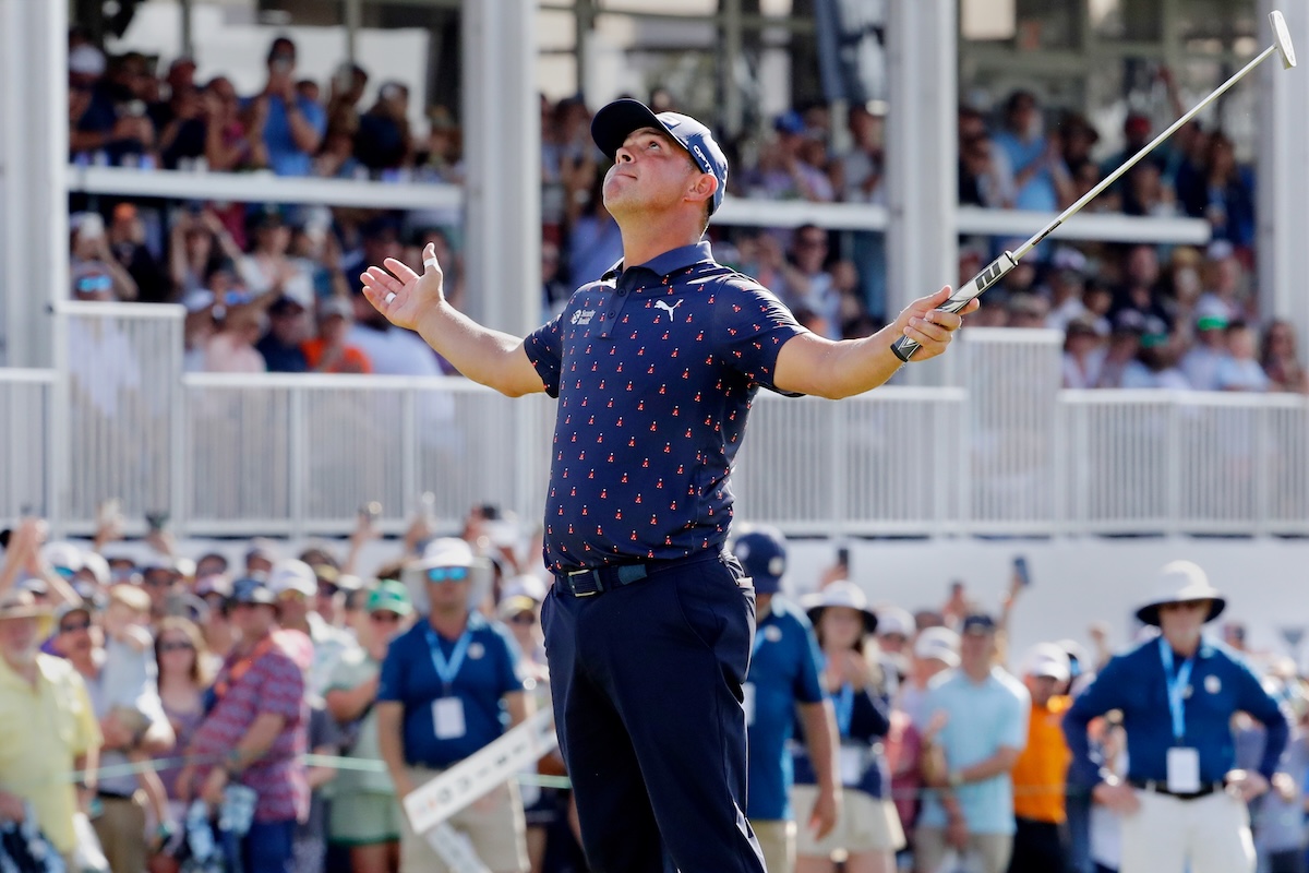 Gary Woodland reacts after sinking his final putt 03-29-2026