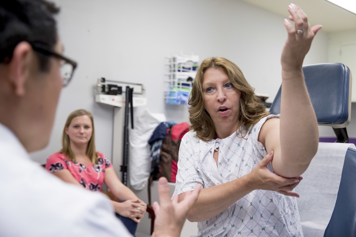 Post-surgery checkup after lymph node transfer