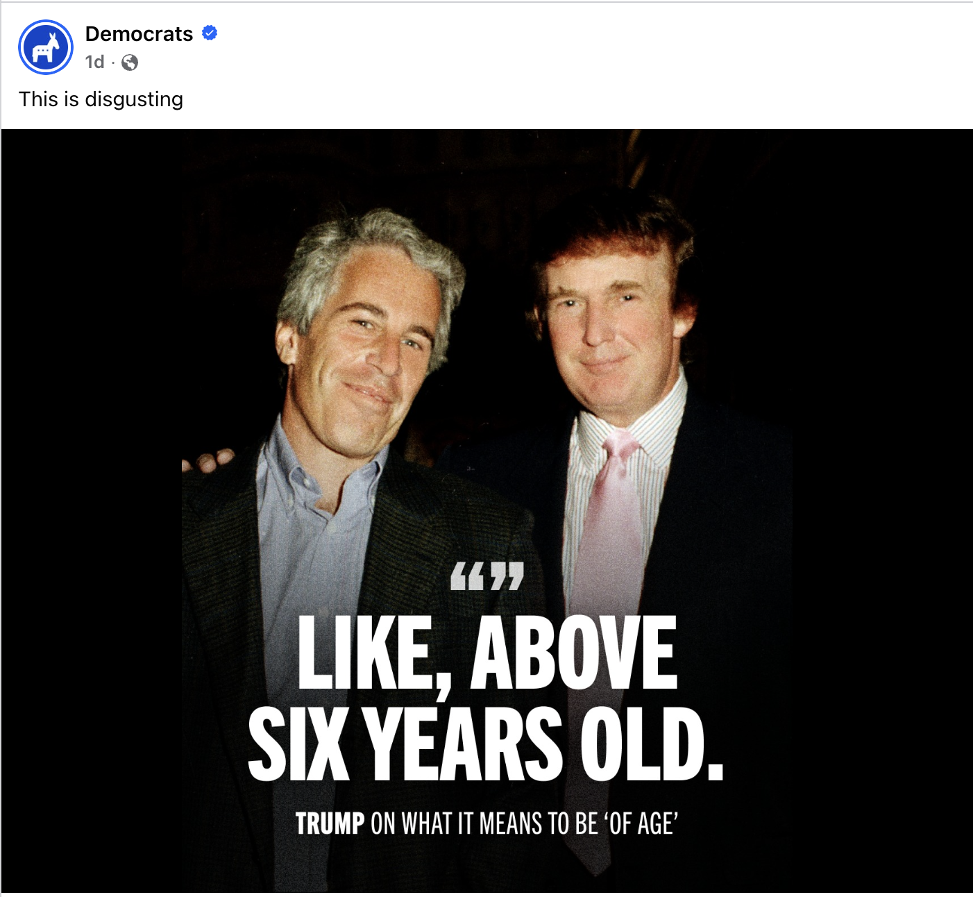 Screenshot of Democrats Epstein post