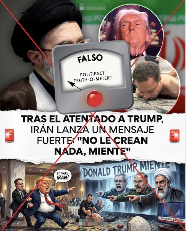 Grafico falso de cita de Iran sobre cena de corresponsales