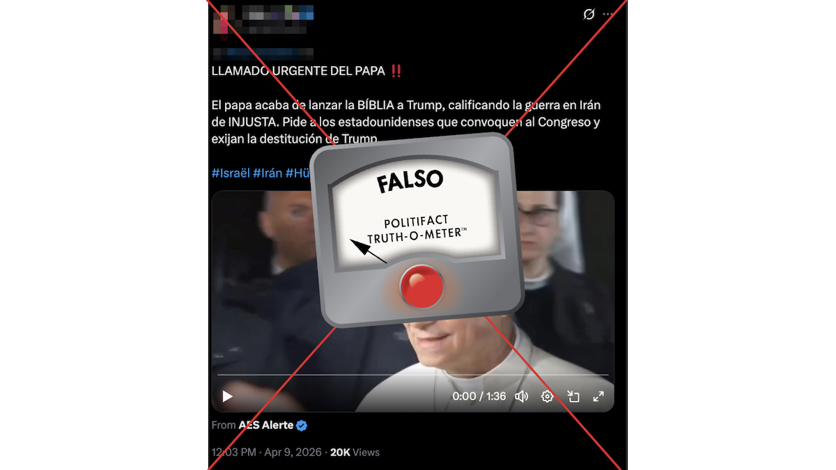 Grafico de publicación falsa sobre le papa 04-16-26