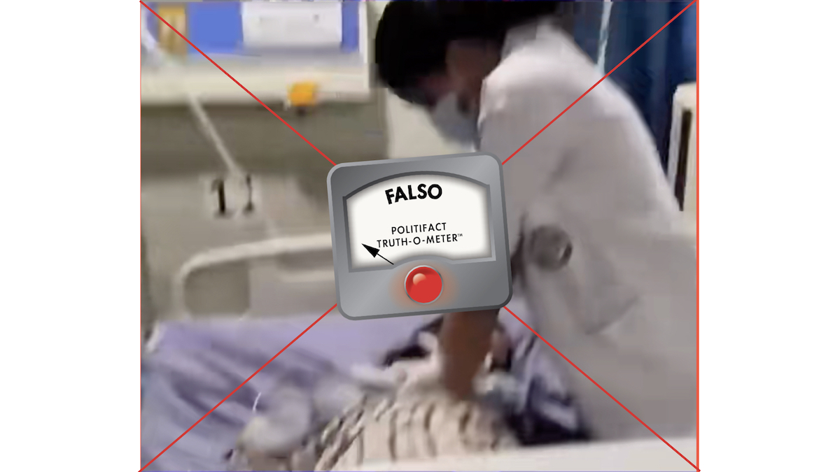 Grafico falso de doctor dando compresiones