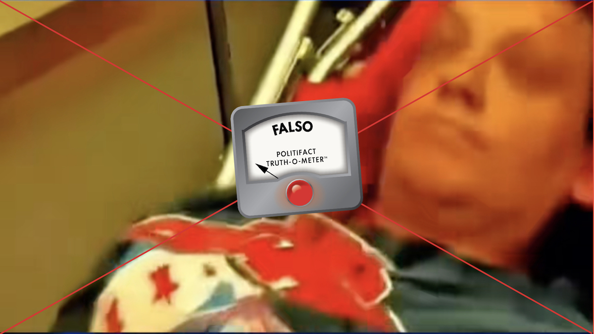 Grafico falso de muejr en camilla roja