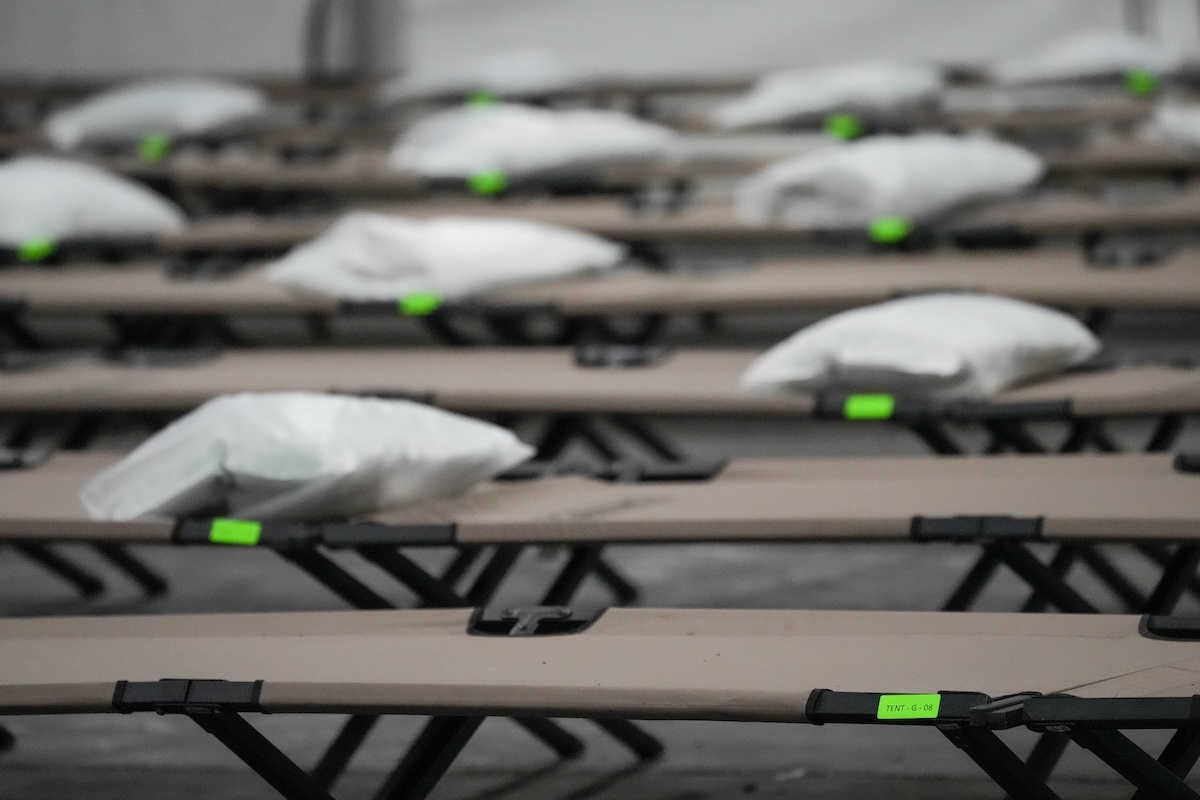 Cots in Queens homeless shelter in NYC