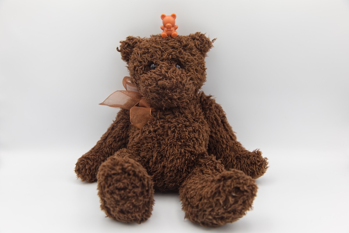 Teddy bears sitting on a table