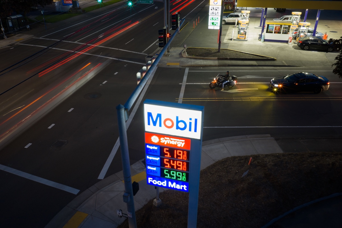 High-angle photo of gas station prices May 2026