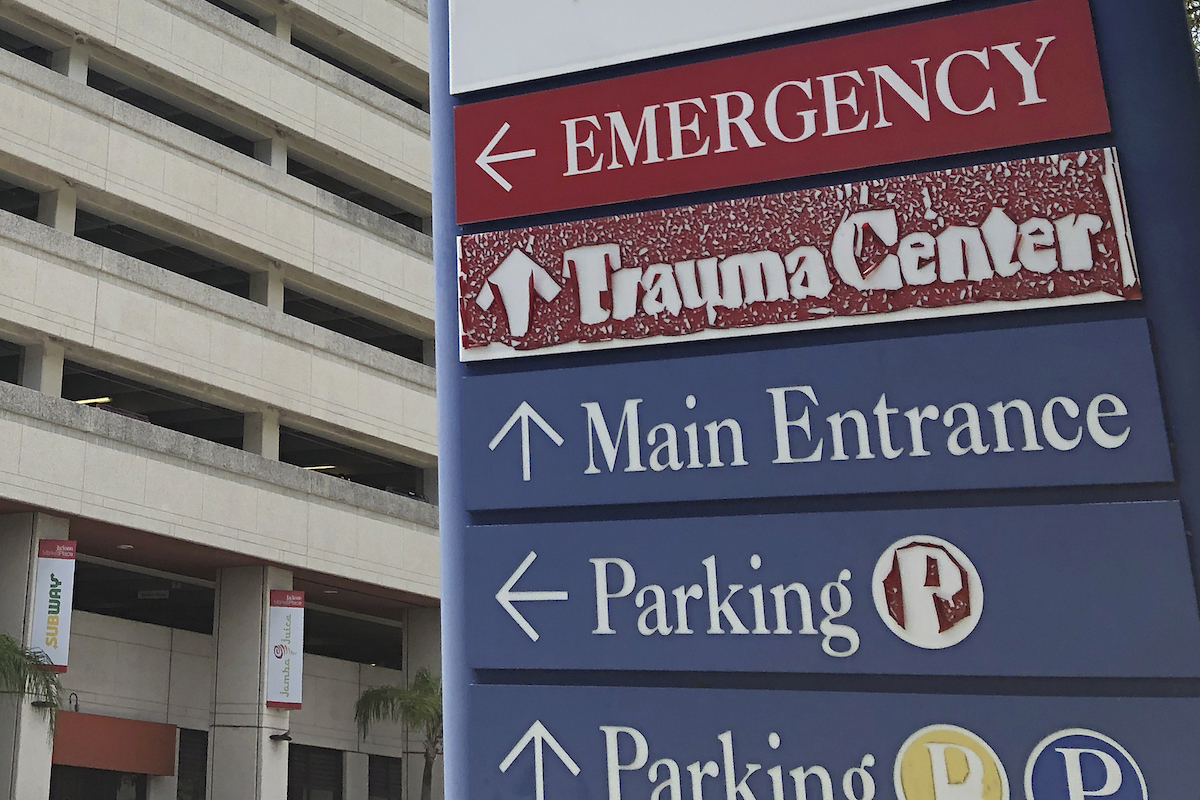 Miami, Florida, hospital signage 2020 file photo