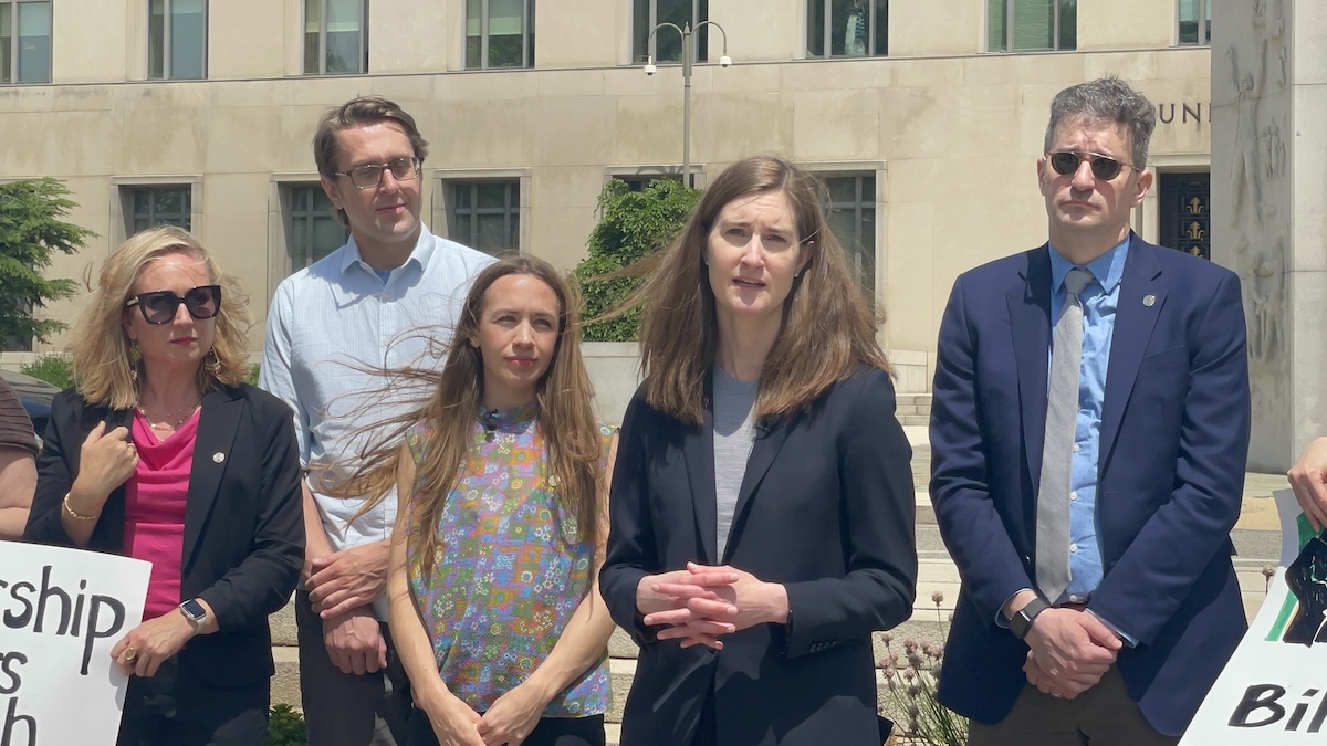 Carrie DeCell on courthouse steps May 2026